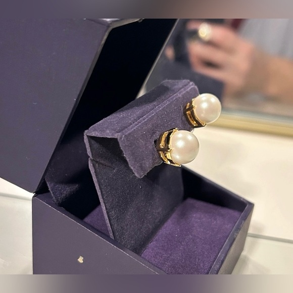Kate Spade Gold and Pearl Stud Earrings - Picture 2 of 4